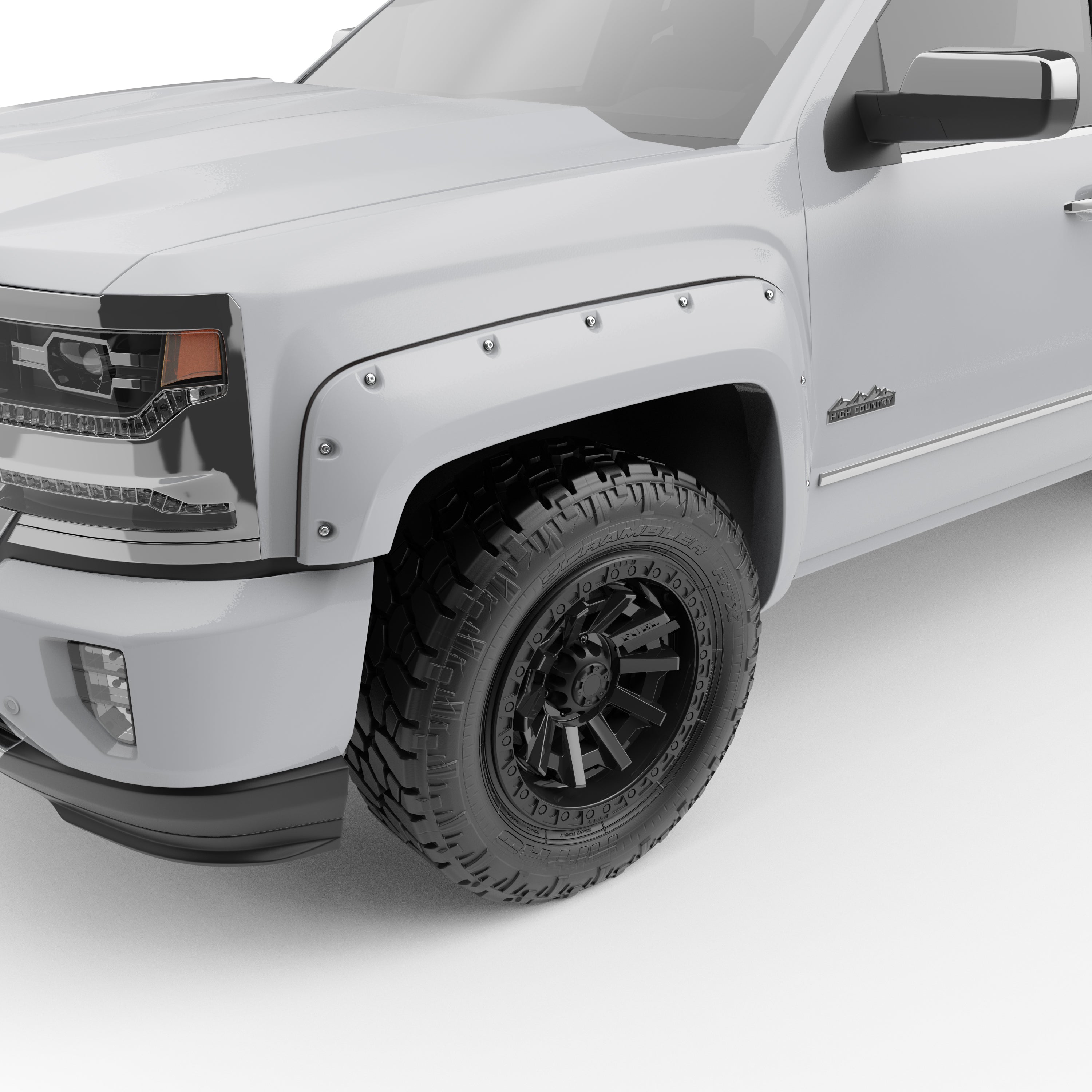 EGR 2014-2018 Chevrolet Silverado 1500 Extended Crew Standard Cab Pickup 2dr 4dr Painted White Set Of 4 Bolt-On Look Fender Flares 791674-GAZ