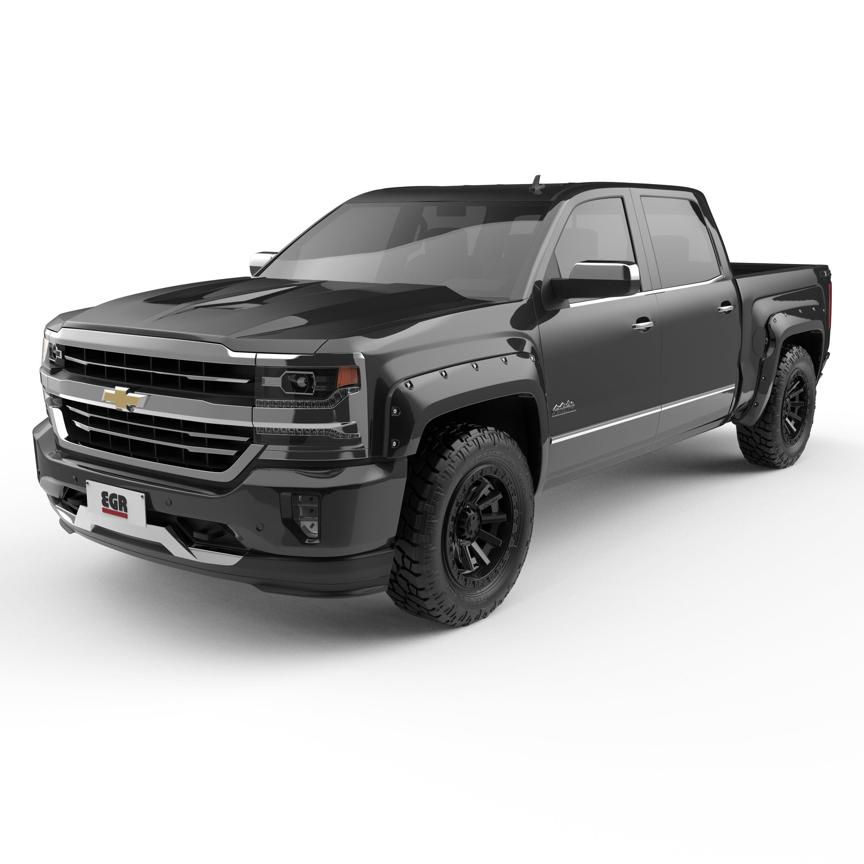 EGR 2014-2018 Chevrolet Silverado 1500 Extended Crew Standard Cab Pickup 2Door 4Door Painted To Code Black Traditional Bolt-On Look Fender Flares 791674-GBA