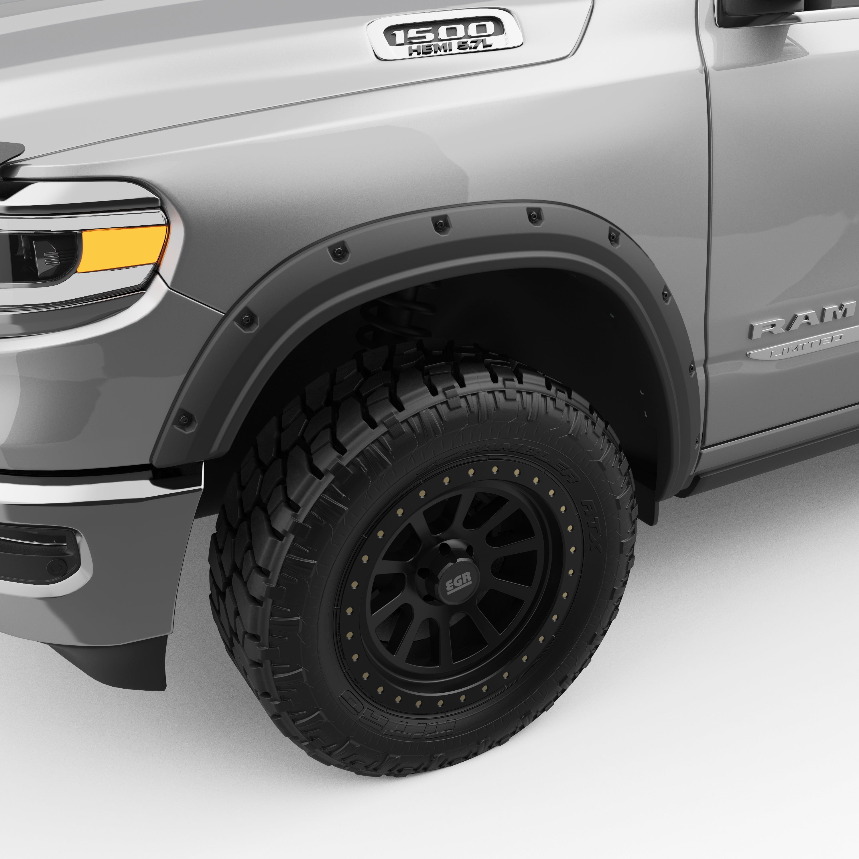 EGR 2019-2024 Dodge Ram 1500 Crew Cab Extended Cab Pickup 4 Door Set Of 4 Non Rebel Non TRX Traditional Bolt-On Look Fender Flares With Black-Out Bolt Kit 792955