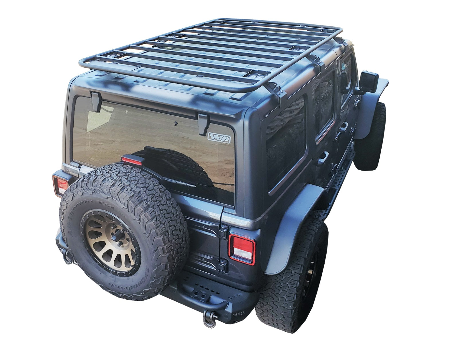 Warrior 2018-2021 Jeep Wrangler JLU Full Length Platform Roof Rack with Rain Gutter Mounts 10908