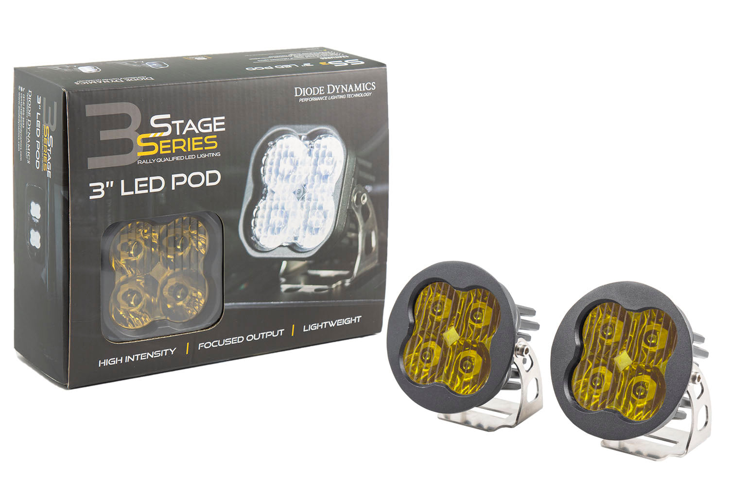 Diode Dynamics Worklight SS3 Sport Yellow SAE Fog Round Pair DD6142P