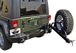 Rampage 2007-2015 JK Wrangler Recovery Bumper Rear with Swing Away Tire Mount Textured finish 88606