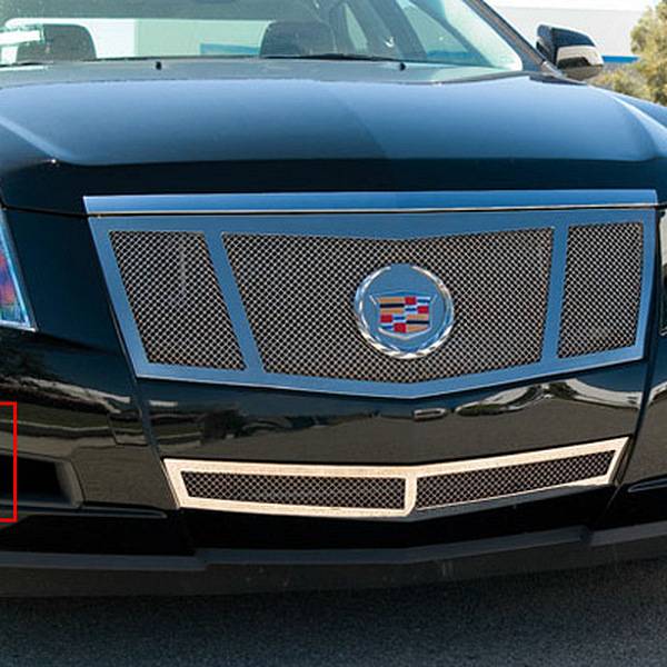 T-Rex 2008-2013 Cadillac CTS Upper Class Bumper Mesh Grille Overlay olished Stainless Steel 2 Pc Bumper Caps (Without Factory Fog Lights) 55198