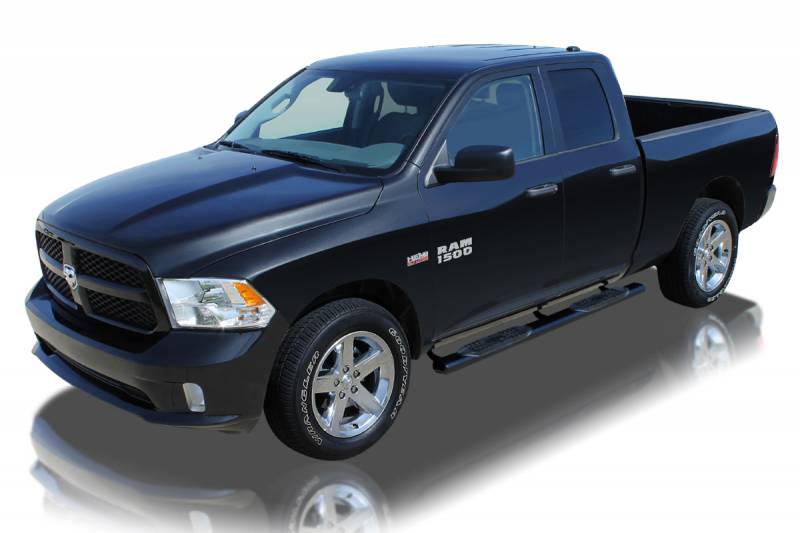 Raptor Series 2009-2018 Dodge Ram 1500 Quad Cab Including EcoDiesel Black E-Coated Rocker Panel Mount 5" Magnum Straight Oval Step Bars 0802-0280MB