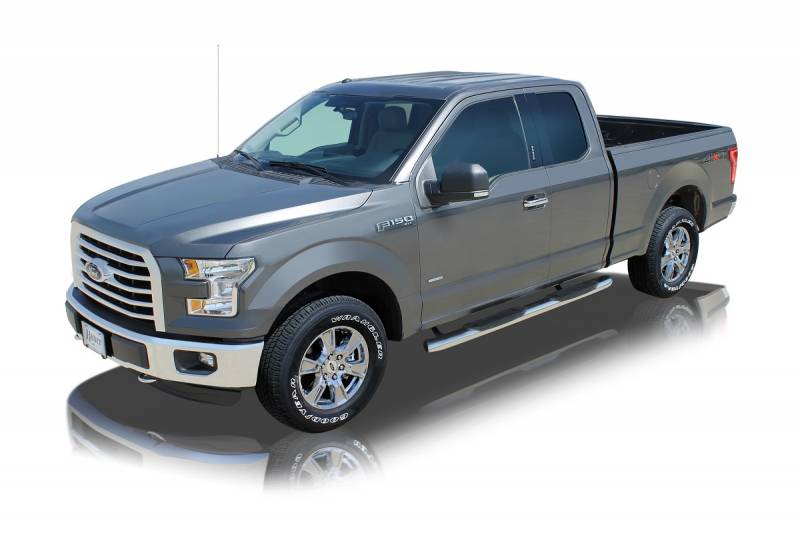 Raptor Series 2015-2021 Ford F150 Super Cab 2017-2021 F250 F350 Super Duty Polished Stainless Steel Rocker Panel Mount 5" OE Style Curved Oval Step Bars 1603-0360