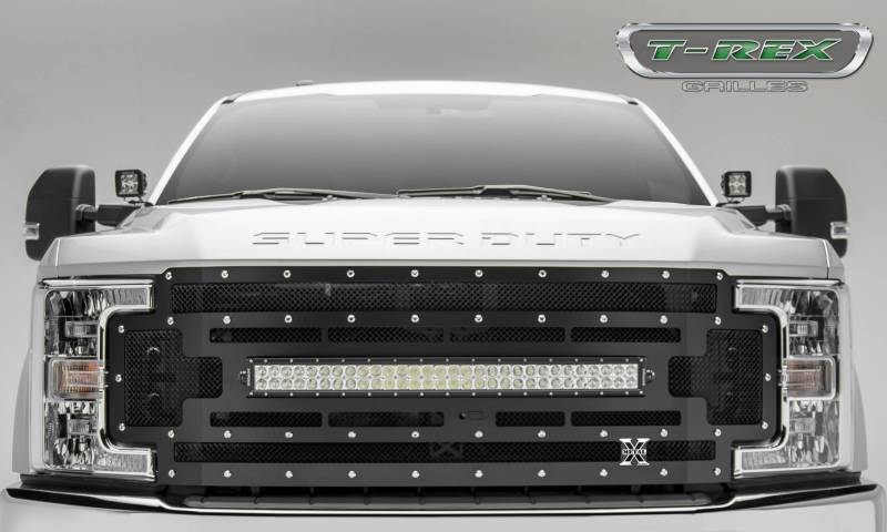 T-REX 2017-2019 Ford F-250 F-350 F-450 F-550 Super Duty With Camera Provision Main Replacement Grille Black Powdercoat Finish 6315371