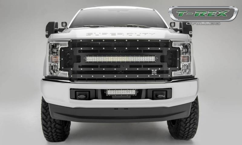 T-REX 2017-2019 Ford F-250 F-350 F-450 F-550 Super Duty With Camera Provision Main Replacement Grille Black Powdercoat Finish 6315371