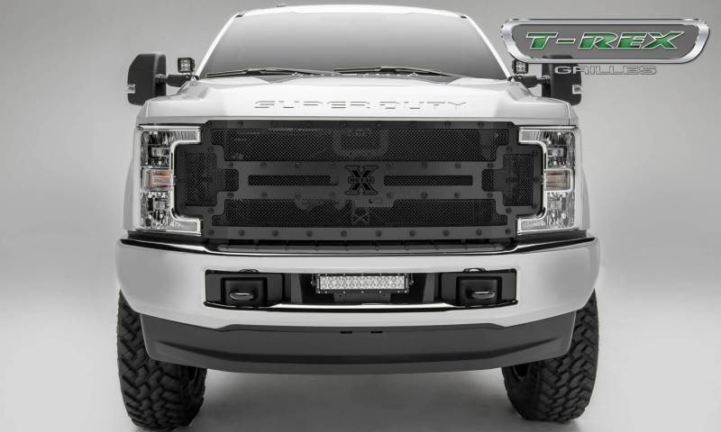 T-REX 2017-2019 Ford F-250 F-350 F-450 F-550 Super Duty With Camera Provision STEALTH METAL Main Replacement Grille Black Powdercoat Finish 6715371-BR