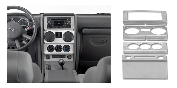 Warrior 2007-2008 Jeep Jk Wrangler 2Dr 4Dr Dash Overlay Manual Windows Brushed Aluminum 60402