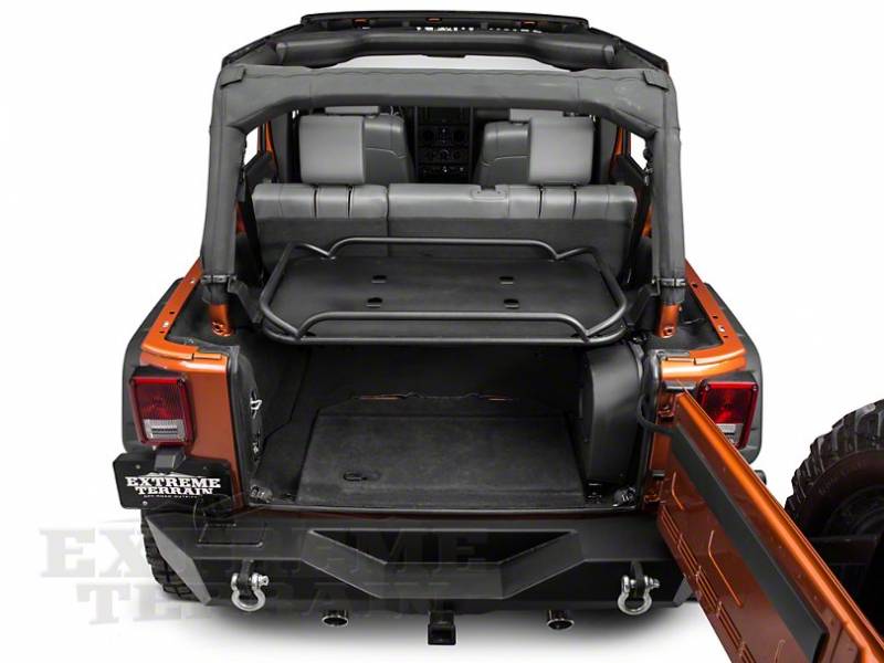 Rampage 2007-2014 Jeep Wrangler JK Unlimited Rear Sport Rack Revised Interior Mount Fold up 86623