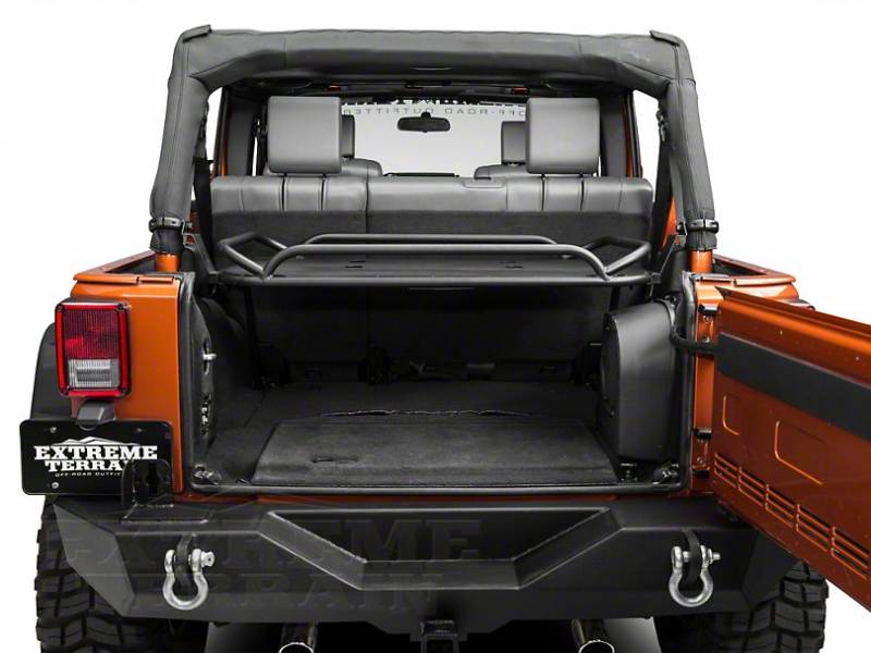 Rampage 2007-2014 Jeep Wrangler JK Unlimited Rear Sport Rack Revised Interior Mount Fold up 86623