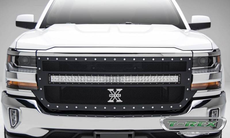 T-rex 2016-2018 Chevrolet Silverado Series (1) 40 LED Light Bar Middle Formed Mesh Main Grille Replacement Powder Coated Black 6311271