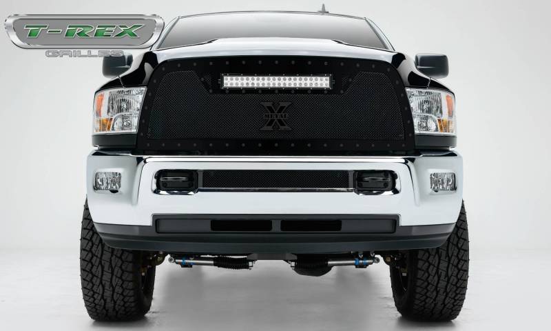 T-rex 2010-2012 Dodge Ram Pickup 2500 / 3500 Stealth Series LED Light Grille Single 20 Light Bar with Tactical Black Studs 6314531-BR