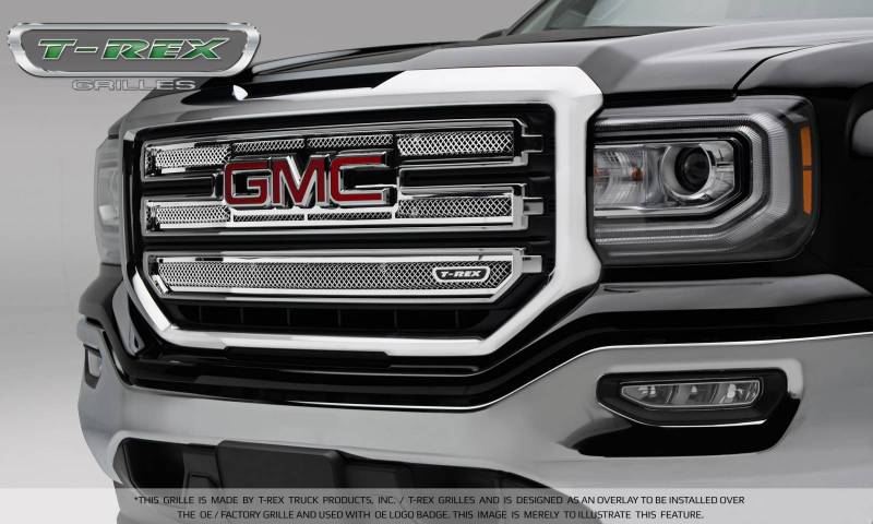 T-Rex 2016-2018 Gmc Sierra 1500 Slt Upper Class Main Grille 2 Pc Overlay Polished Stainless Steel 54215