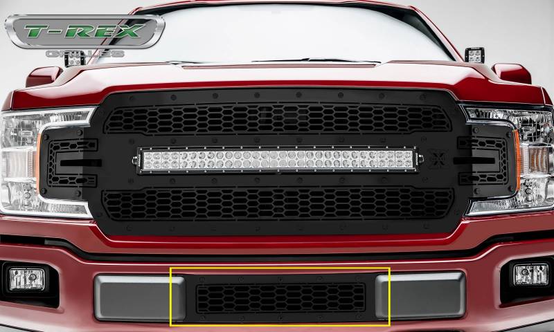 T-Rex 2018-2020 Ford F-150 LASER X-METAL STEALTH Bumper Grille Overlay with Black Studs and Black Powdercoat Finish 7725891-BR