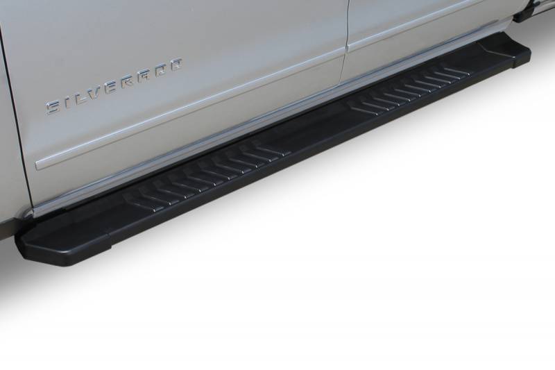 Raptor Series 2019-2021 Chevrolet Silverado GMC Sierra 1500 Double Cab 6 Inch Black Textured Aluminum OEM Running Boards Black Textured Rocker Panel Mount 1701-0041BT