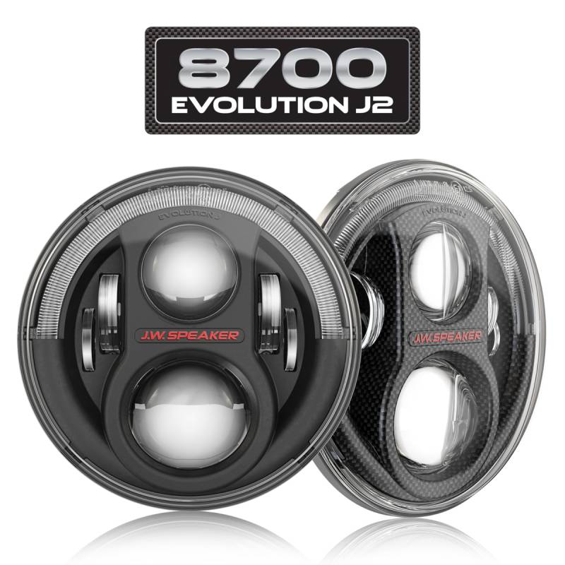 J.W Speakers 8700 EVO J2 12V DOT Dual Burn LED Head Light CARBON SET 553973