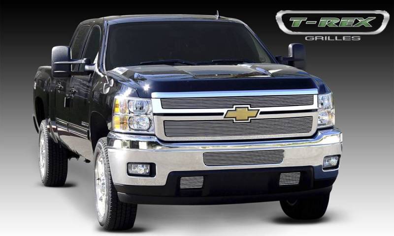 T-Rex 2011-2014 Chevrolet Silverado 2500 HD 2013-2014 Silverado 3500 HD Billet Grille Overlay Bolt On Insert Polished 2 Pc 21114