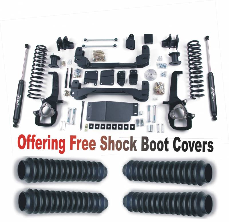 Zone OffRoad 2013-2015 Dodge Ram 1500 4WD 6/3in Suspension Lift Kit With Free Shock Boot Covers ZOND40N