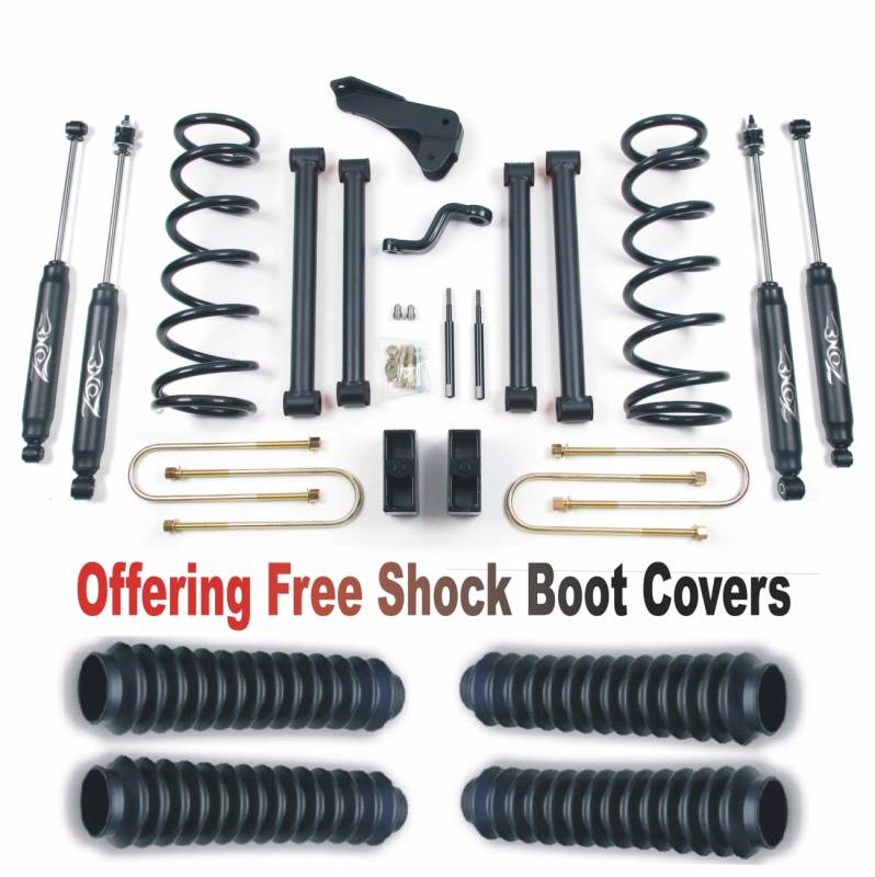 Zone OffRoad 2003-2007 Dodge 3/4 & 1 ton 5in Suspension System With Free Shock Boot Covers ZOND5N