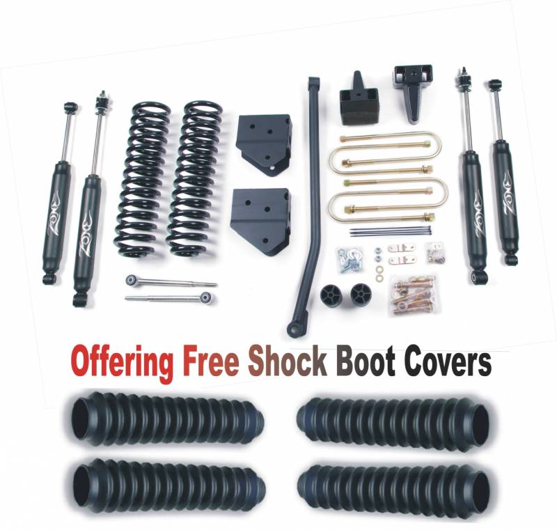 Zone OffRoad 2005-2007 Ford F250 F350 Gas 4in Suspension System With Free Boot Protectors ZONF13N