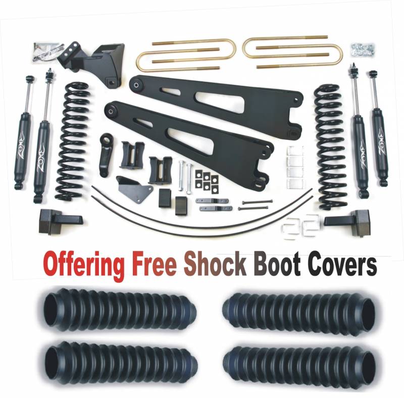 Zone OffRoad 2005-2007 Ford F250 F350 Super Duty Diesel 6in Radius Arm Suspension System With Free Boot Protectors ZONF38N