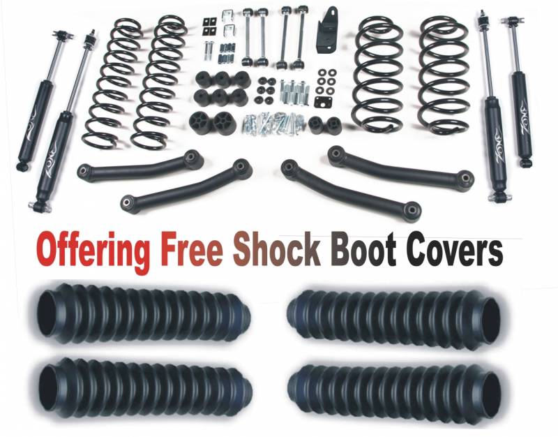 Zone OffRoad 2003-2006 Jeep Wrangler TJ 4in Suspension System with Nitro Shocks and Free Boot Protectors ZONJ11N