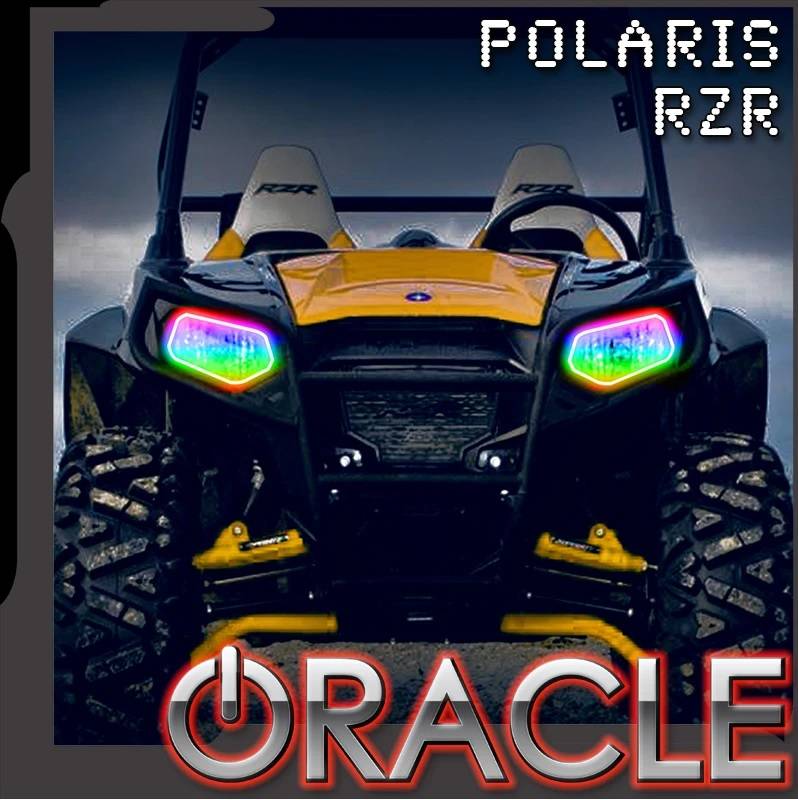 Oracle Lighting 2008-2019 Polaris RZR 570 800 900 Dynamic RGBW Headlight Halo Kit 1273-332