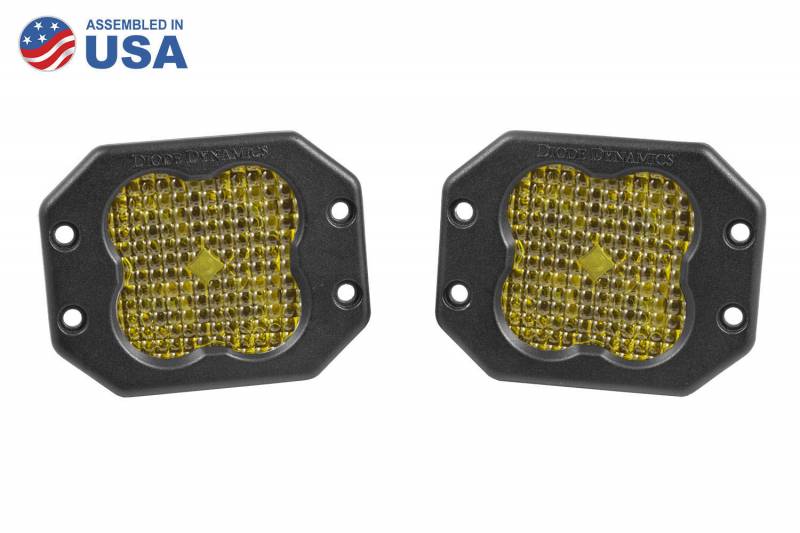 Diode Dynamics Worklight SS3 Sport Yellow Flood Flush Pair Universal DD6205P