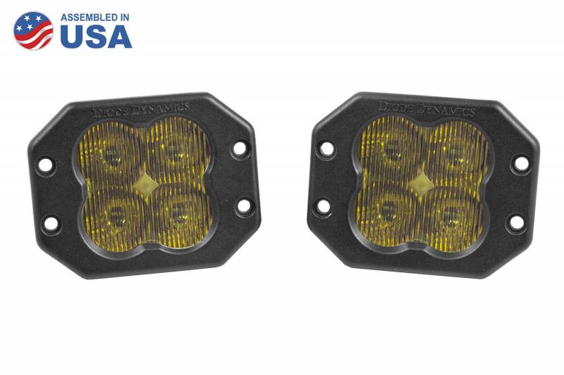 Diode Dynamics Worklight SS3 Sport Yellow SAE Fog Flush Pair Universal DD6206P