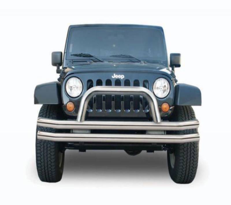 Rampage 2007-2010 Jeep JK Double Tube Bumper Front With Hoop Black  86620