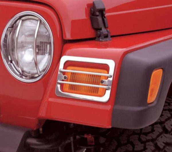 Rampage 1987-1995 Jeep Wrangler Euro Head Light Cover Guard Stainless ...