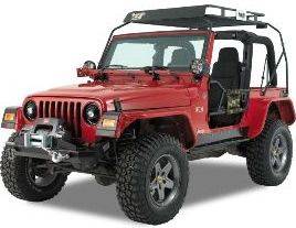 Warrior 2004-2006 Jeep LJ Wrangler Rubicon Unlimited  Safari Sports Rack for Unlimited Black Powder Coat 875