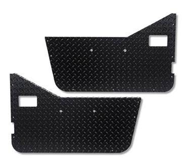 Warrior 1976-1995  Jeep CJ YJ Wrangler Factory Half Door Panel Inserts Black Powder Coat Aluminum Diamond Plate 90755PC