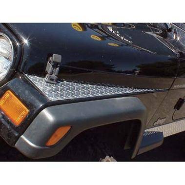 Warrior 1998-2006 Jeep TJ Wrangler Rubicon Unlimited  Front Fender Covers Black powder coat Aluminum Diamond Plate 91601PC