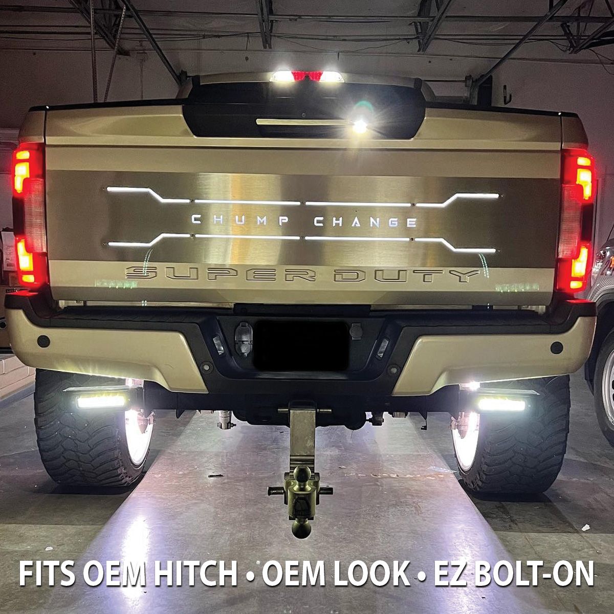 Race Sport 2011-2016 Ford F250 F350 F450 Super Duty Chrome Series Bolt On Hitch Bar Reverse Light Kit FHDHB1116SL