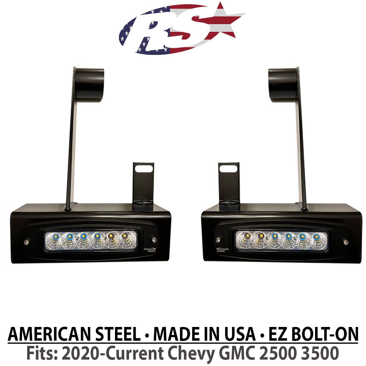 Race Sport 2020-2023 Chevrolet Silverado GMC Sierra 2500 3500 Chrome Series Bolt On Hitch Bar Reverse Light Kit GMHB20UPSL