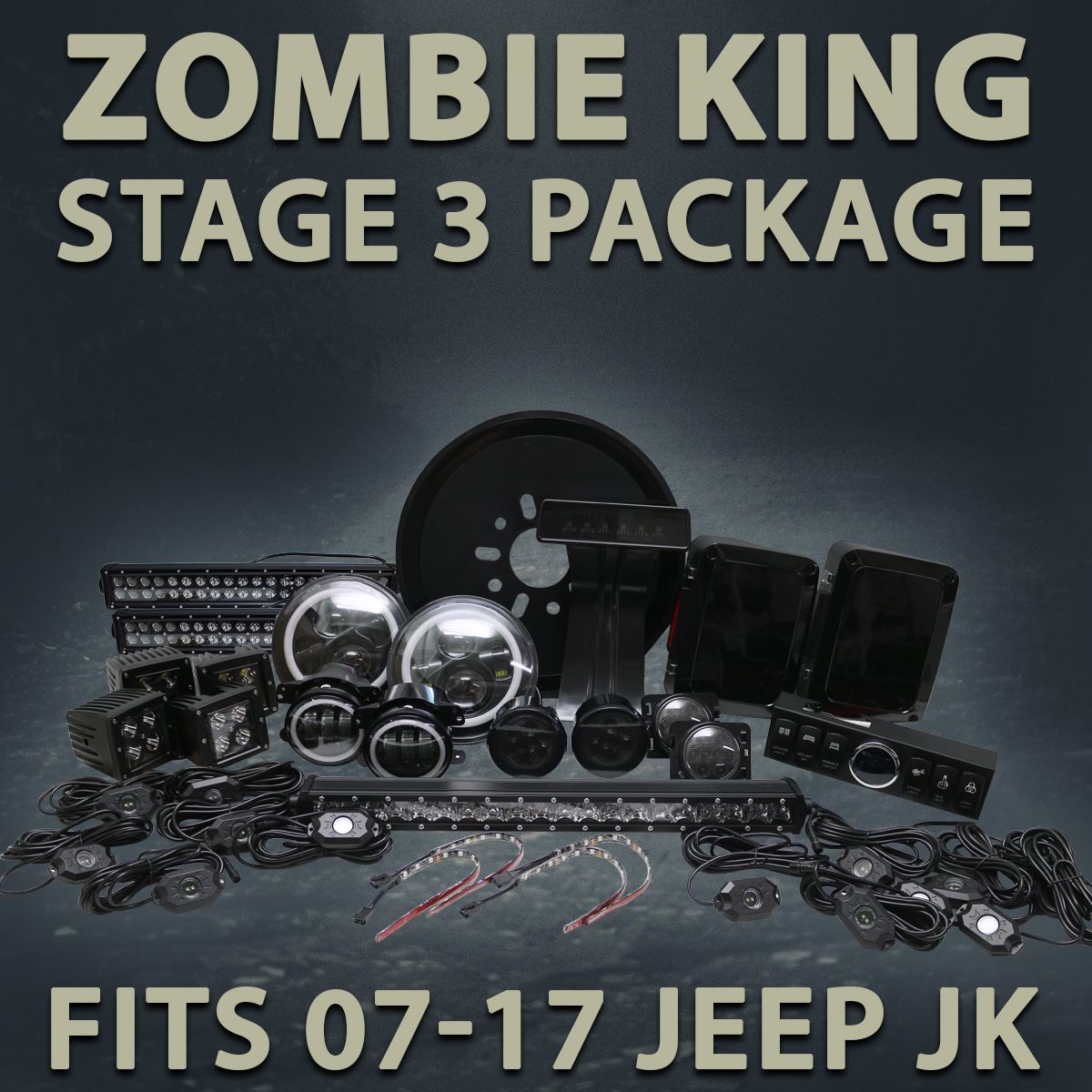 Race Sport 2007-2017 Jeep Wrangler JK Stage 3 Zombie King LED Lighting Package JJKS3K