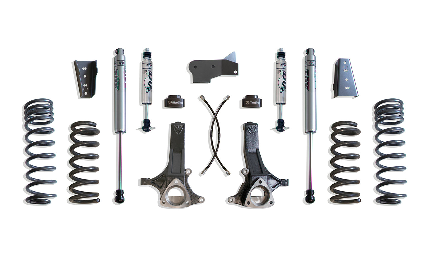 MaxTrac Suspension 6.5" Lift Kit Including Ecodiesel Coils Spindles Extended Brake Lines & Front Rear Fox 2.0 Performance Series Shocks K882464F