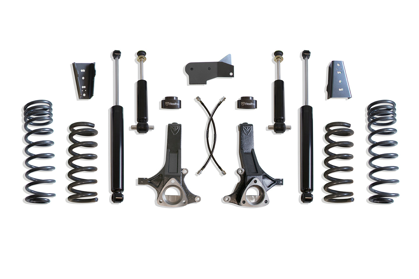 MaxTrac Suspension 7" Lift Kit Including 4.7L V8 Coils Spindles Extended Brake Lines Rear Coils Spacers Trac Bar Bracket & Front Rear Max Trac Shocks K882470