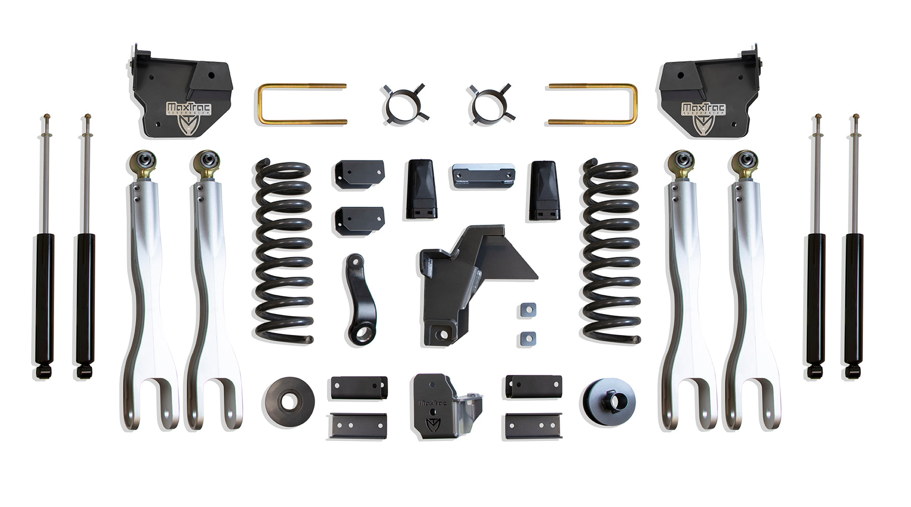 MaxTrac Suspension 8" Lift Kit Including Diesel Coil Spacers Trac Bar Bracket Sway Bar Brackets Bump Stop Extensions & Front Rear Max Trac Shocks K947485L