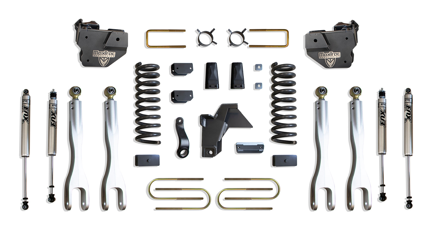 MaxTrac Suspension 6" Lift Kit Including Diesel Coils Sway Bar Brackets Bump Stops Blocks U-Bolts & Front Rear Fox 2.0 Performance Series Shocks K947563FL