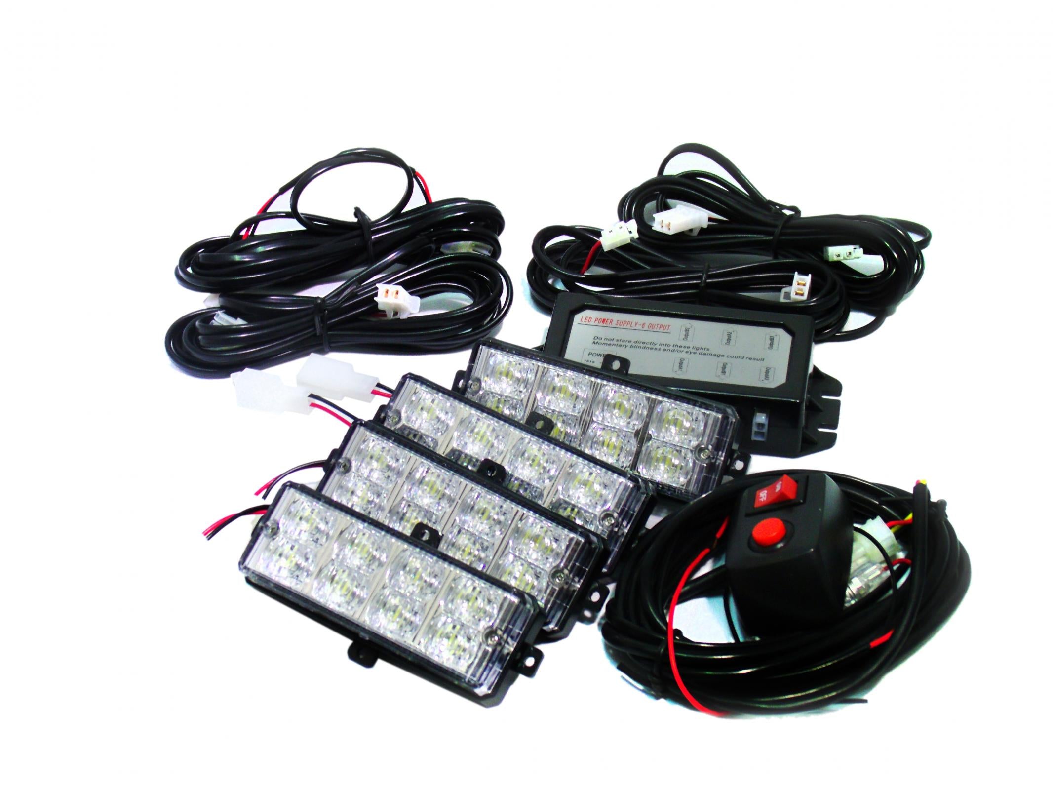 Race Sport 4 LED Grill Strobe Light Kit White Amber Comes With 2-Amber and 2-White RS-281-4LED-WA