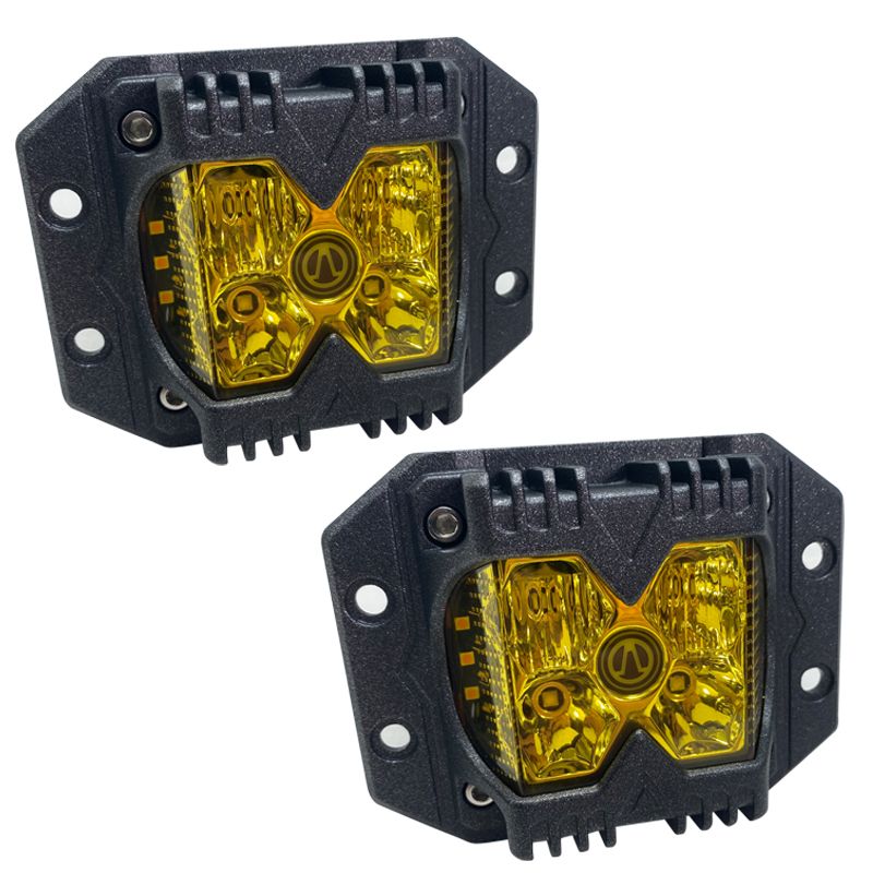 Race Sport 40-Watt LED Auxiliary Flush Mount Light Side Strobe HD Series with Amber Fog Cutting Lens Pair RS02FMA