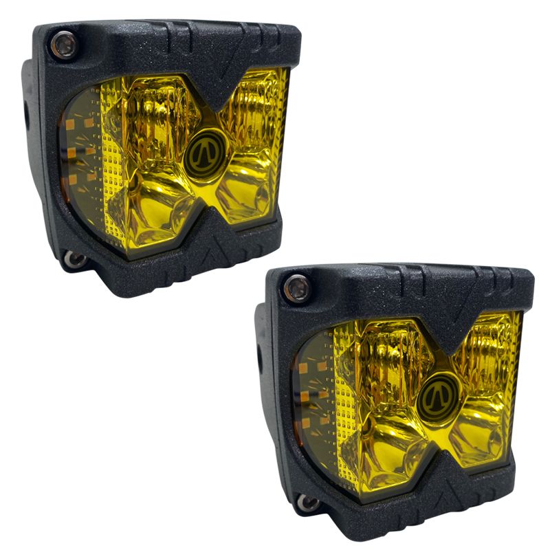 Race Sport 40-Watt LED Auxiliary Cube Light Side Strobe HD Series with Amber Fog Cutting Lens Pair RS02SA