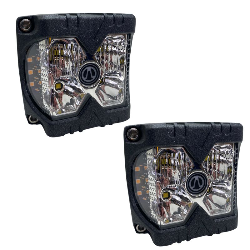 Race Sport 40-Watt LED Auxiliary Cube Light Amber Side Strobe HD Series with Clear Lens Pair RS02SC