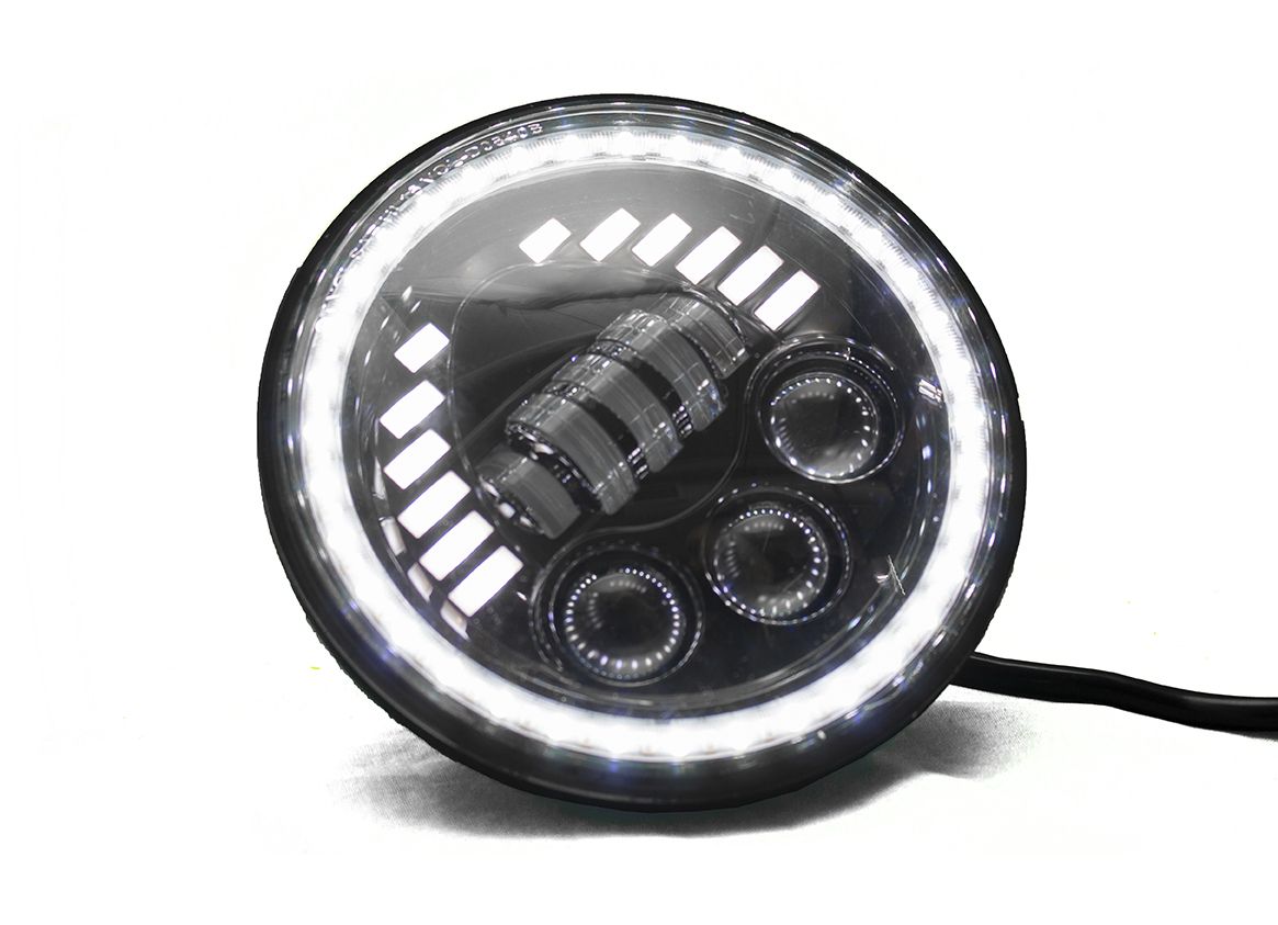 Race Sport Lighting Single 7in 60-Watt LED Sealed Beam Conversion Headlights with Amber & White DRL Turn Signal Function Capability RS8061WA-S