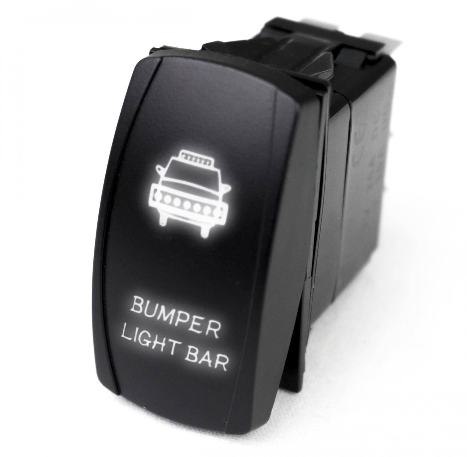 Race Sport LED Rocker Switch With White LED Radiance Bumper Light Bar RSLJ3W