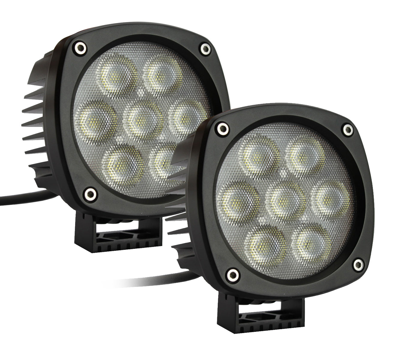 Race Sport Professional Grade HD Series 4.3in Round Cree LED Spot Light Pair with Dual Output Harness RS-4CREE-35W-2