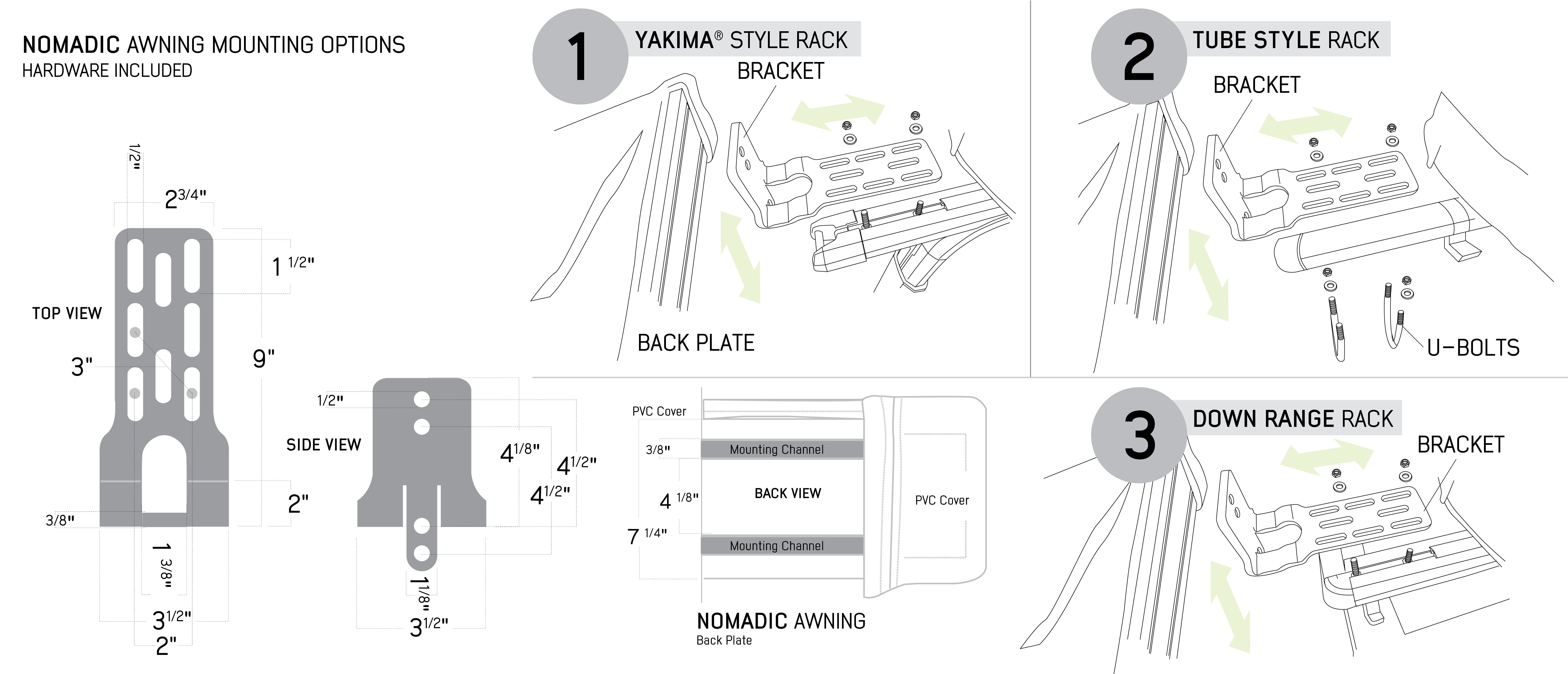 OVS Nomadic 270 & 180 Awning Bracket Kit 18169909